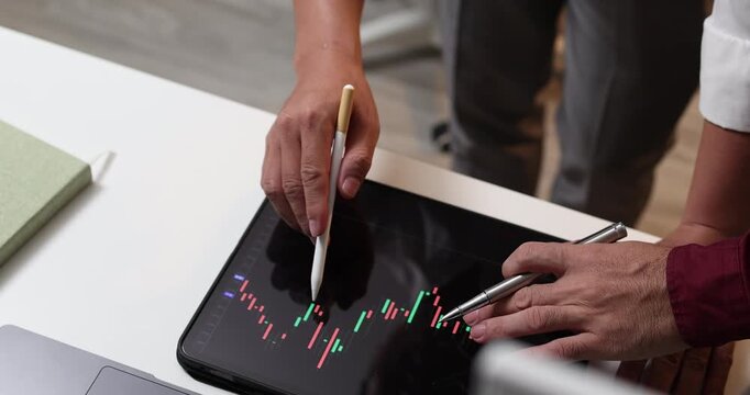 Financial market analysis and investment strategy planning, technical chart interpretation, and collaboration between traders to identify market trends and evaluate potential trading opportunities.