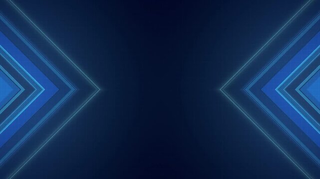 Mirrored blue chevron background sliding in from both sides and pulsing toward an empty center on a navy grid