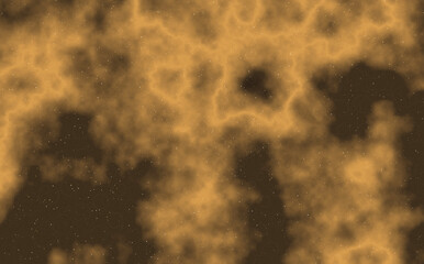 Abstract nebula background with golden clouds and scattered starlight particles for space web design. © nurussafa