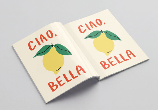 Mockup Template of Open Book Double Page Spread