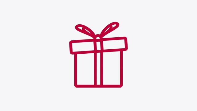 Red gift box line icons appearing on light background