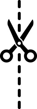 Scissors cutting paper icon, vector scissors icon