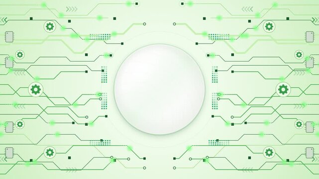 Abstract green circuit board technology background motion graphic loop