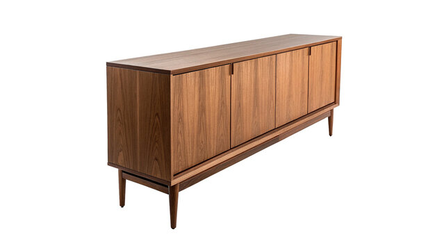 Mid century modern wooden commode sideboard cabinet isolated on white background