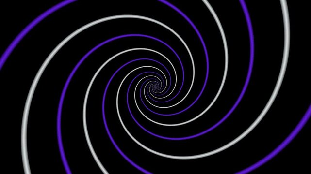 Minimal Purple and White Spiral Lines on Deep Black Background
