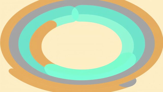 Abstract oval rings rotate as colorful geometric segments form concentric shapes. Website decoration, social media graphics, and motion graphics intro.