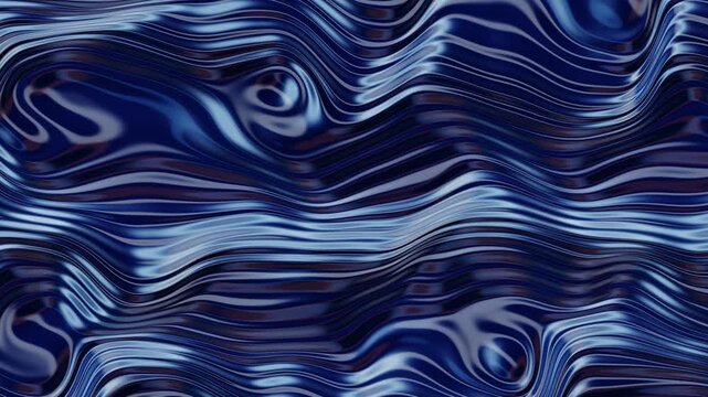 Seamless Layered Navy Blue Liquid Waves with Glossy Metallic Highlights