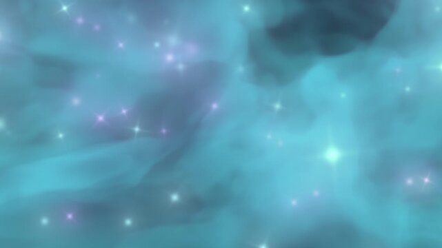  Dreamy Blue Nebula with Soft Pastel Stars and Glowing Lights