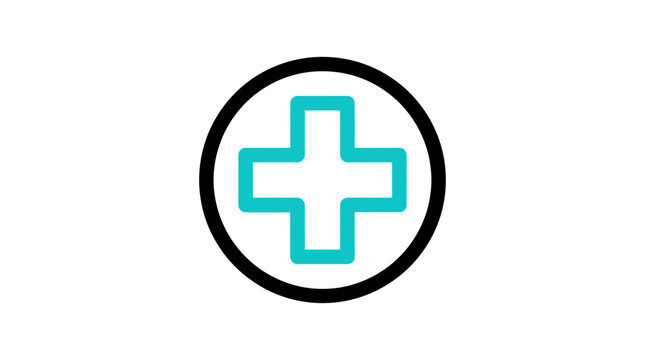 Medical cross symbol in a circle icon. Healthcare, first aid, emergency, clinic, hospital, and wellness graphic illustration.