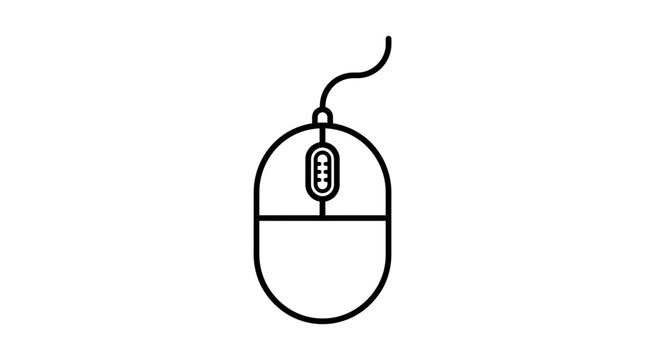 Computer Mouse Line Icon: Simple Wired Pointing Device Outline Illustration, Digital Technology Peripheral Vector Graphic