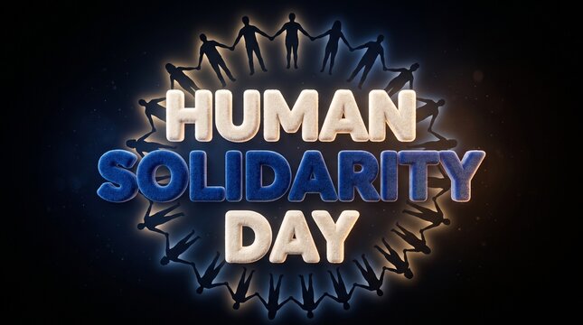 Human Solidarity Day 3D typography text graphic on dark background