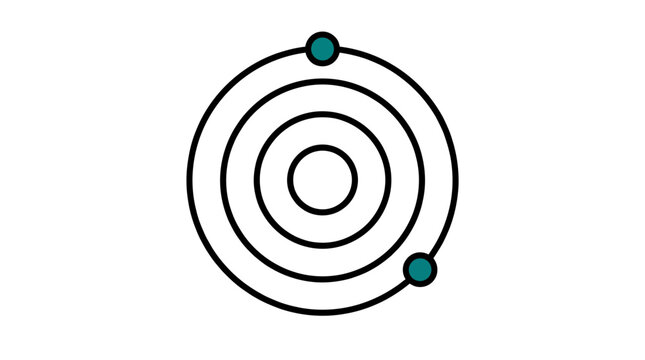 Basic atom model with electrons on concentric orbits, representing fundamental scientific structure, physics, and chemistry concept.