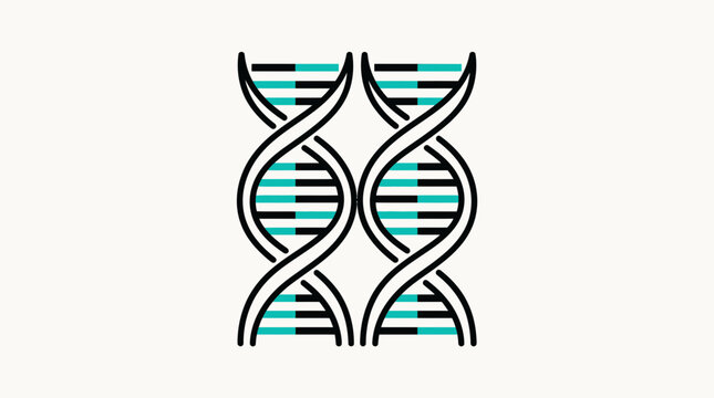 Stylized Double Helix DNA Icon for Genetics, Biology, and Scientific Research. Molecular Structure Illustration.