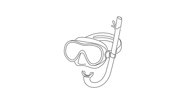 Snorkeling Mask And Snorkel Diving Equipment Minimal One Continuous Line Art Drawing