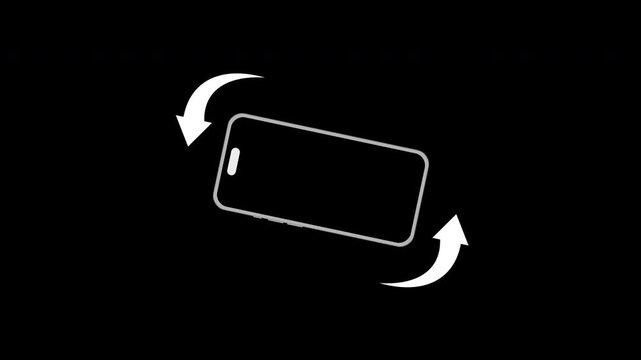 rotate your phone with arrow, turn the phone horizontally and vertically icon, please rotate your phone orientation animation on transparent background, 4k video