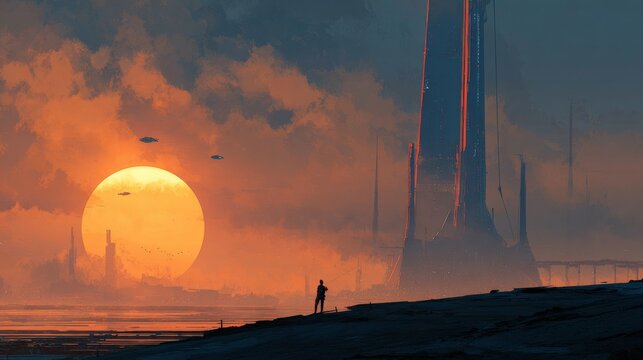 Science fiction scene with futuristic technology, advanced scientific research, mysterious space environment, and imaginative vision of the future of science and innovation
