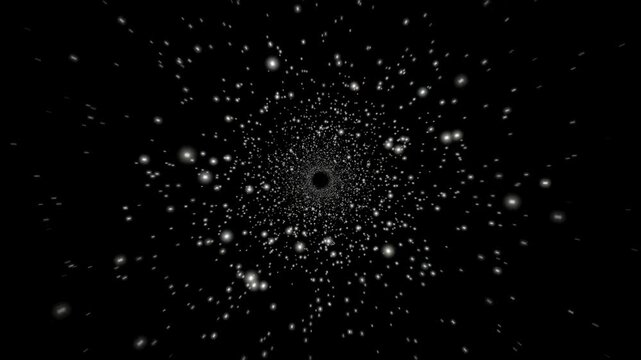 White Particles Spiraling Toward a Black Hole in Deep Space