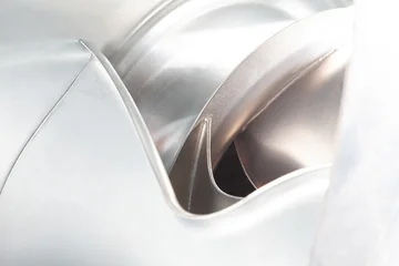 Close Up of Stainless Steel Industrial Fan Impeller Blades © amedeoemaja