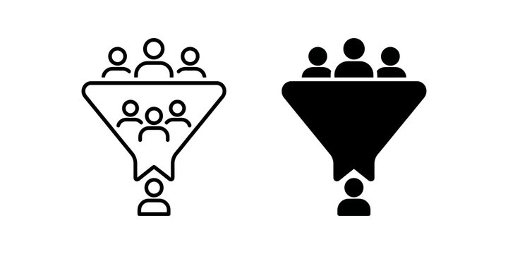 Sales funnel icon with people for lead generation.