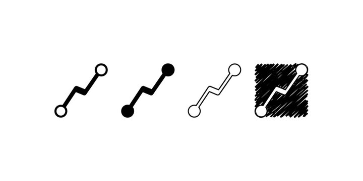 Graph line chart zigzag path, outline and filled.