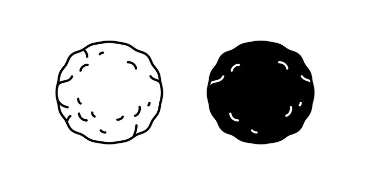 Cookie outline and solid shape with bite marks.