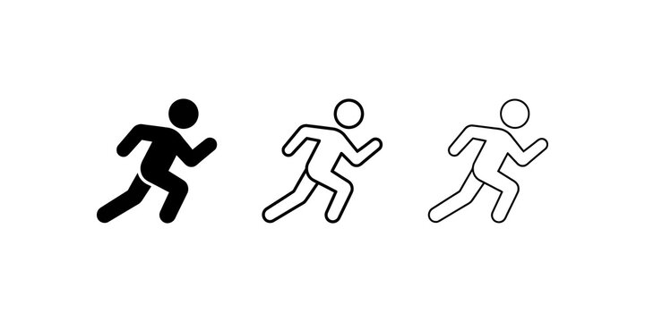 Running person icon set for fitness and sports.