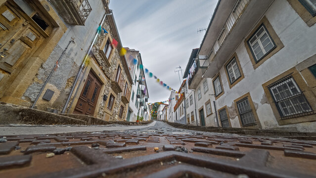 Low Angle Long Exposure Street in Historic Braganza