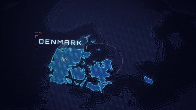 Digital Map Interface Highlighting Denmark as a Travel Destination in Northern Europe.