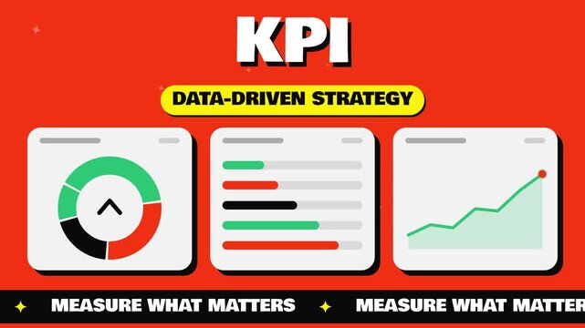 KPI dashboard analytics donut chart data driven animated background loop
