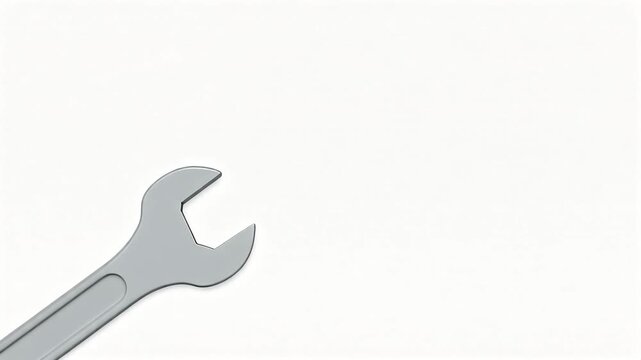 Gray Open-End Wrench Sliding In from Lower Left on White