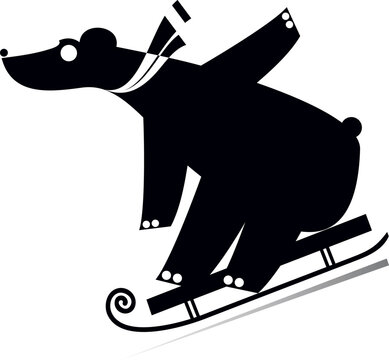 Sledding happy bear illustration