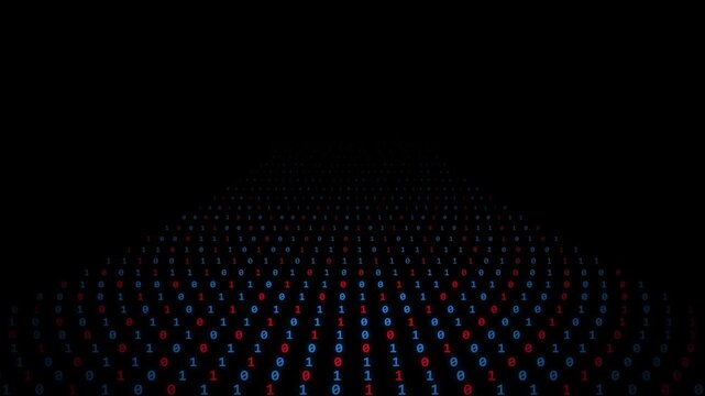 Abstract digital background with binary code of zeros and ones in blue and red colors