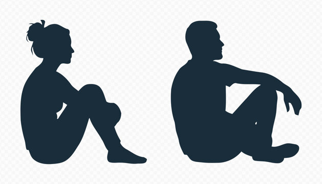 Male and Female Relaxation Pose Silhouette Collection