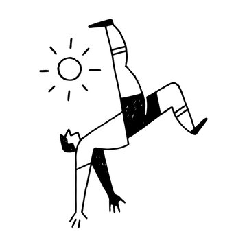Breakdancer Performing Handstand Minimal Illustration