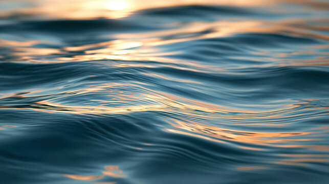 Water ocean sea wave surface abstract reflection sunrise sunset blue golden light ripple water surface with abstract wave pattern and soft golden sunrise reflection creating calm peaceful ocean