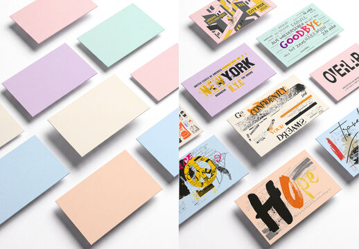Mockup Template of Pastel Business Cards Grid