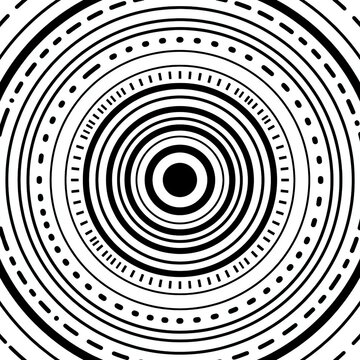 Abstract background featuring concentric black circles with varied dash and dot patterns in a minimalist graphic style