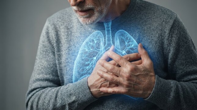 A person suffering from shortness of breath and oxygen difficulty showing lung inflammation.