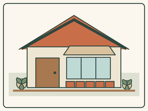 Modern tropical Indonesian small house facade with roster screen