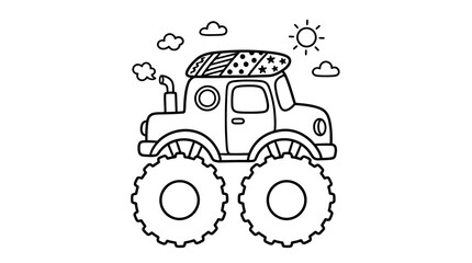 Cute Monster Truck Coloring Page for Kids © sayang