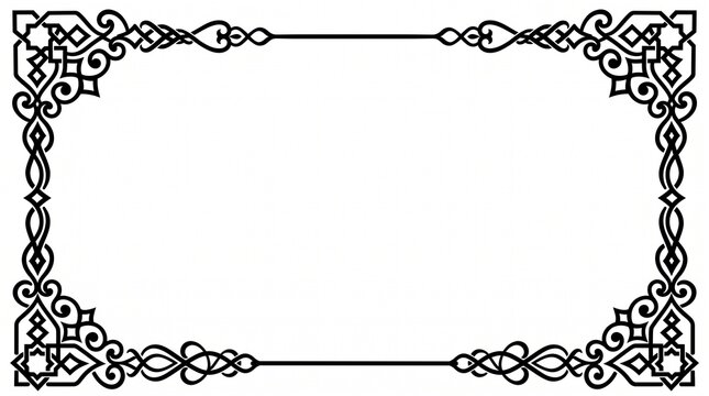 A singular ornamental rectangle frame features a delicate, flowing pattern of interwoven lines and shapes perfect for adding subtle elegance.