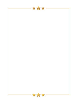 Classic vertical frame with decorative vintage gold stars, Portrait frame template, decorative border