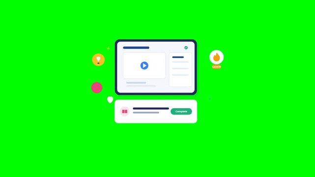 Flat video player interface elements on green screen