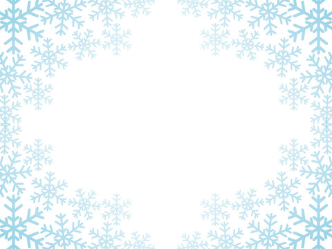 Blue snowflake crystal rectangular border frame