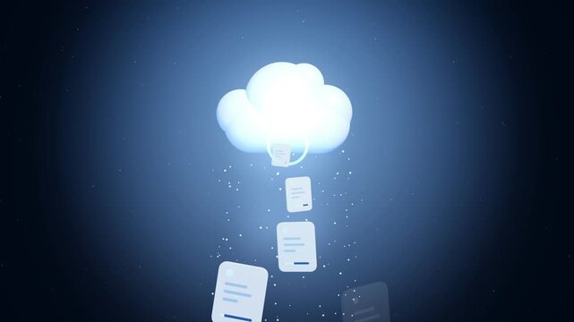 Digital documents downloading from cloud storage icon