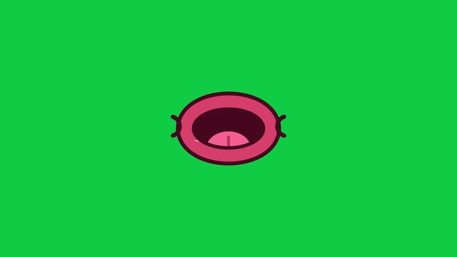 Cartoon talking mouth lip sync loop on green screen
