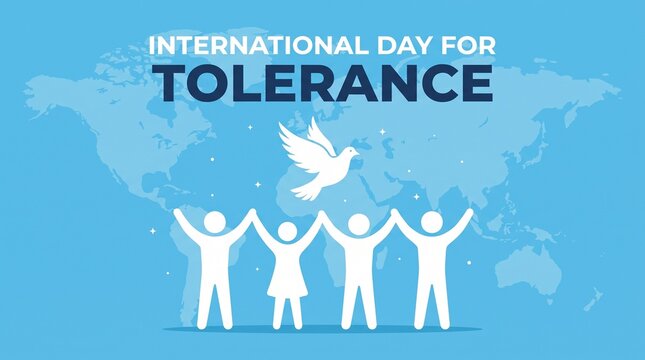 International day for tolerance illustration with united people and dove
