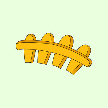 Minimalist cartoon graphic illustration of a yellow wooden garden fence. Ideal decorative design element for farm, countryside, landscaping, and game app UI design.