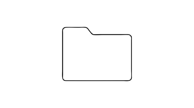 Closed file folder with a raised tab on its top left edge, drawn as a minimal line vector icon for documents, archives and office filing