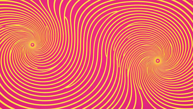 Abstract Vibrant Pink and Yellow Swirling Hypnotic Spiral Background Pattern Design for Modern Digital Art and Creative Visual Projects